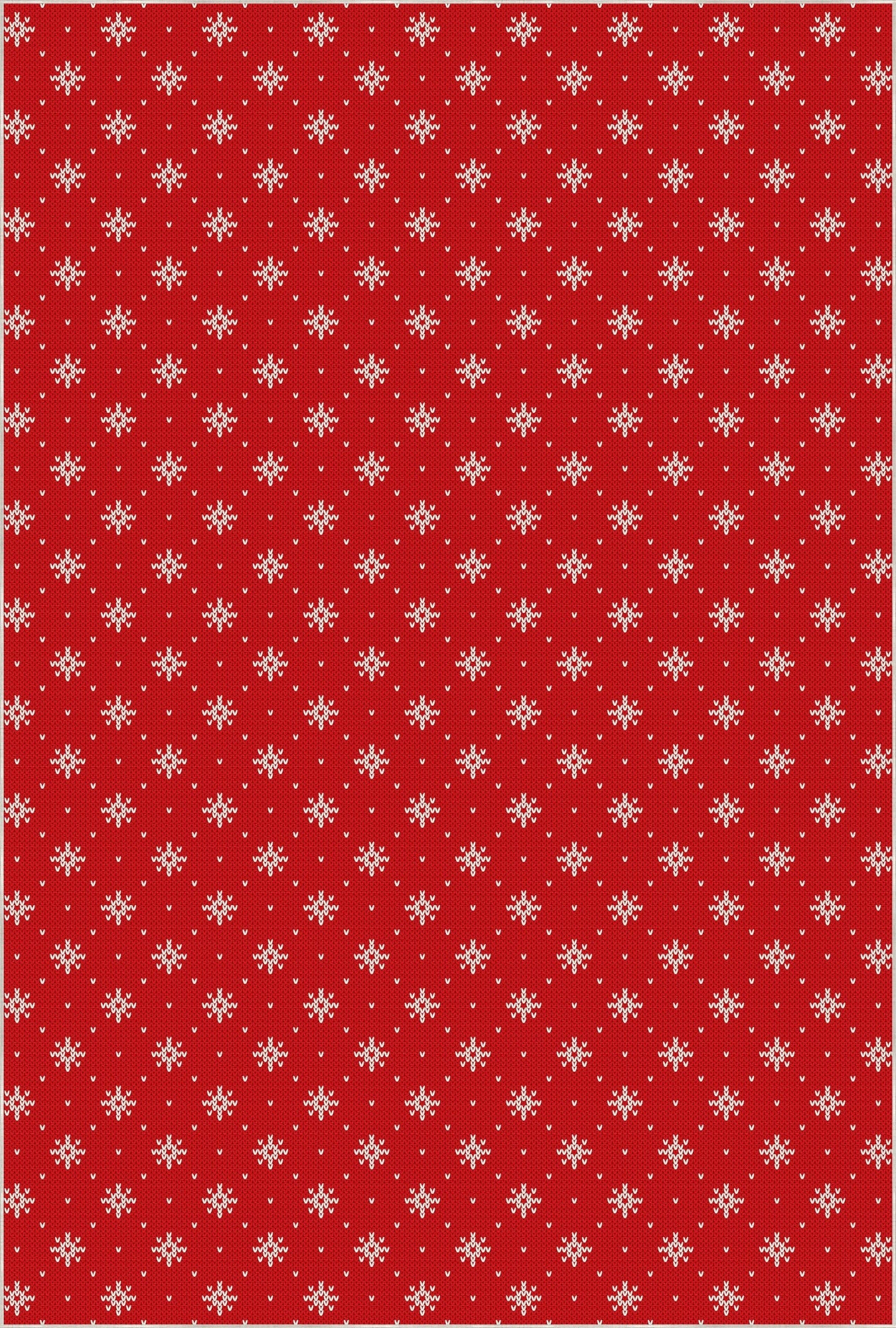 Washable Red Snowflake Knit Rug