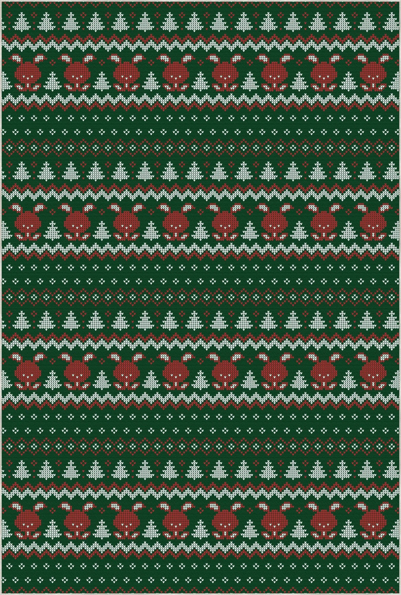 Reindeer Pine Tree Christmas Rug