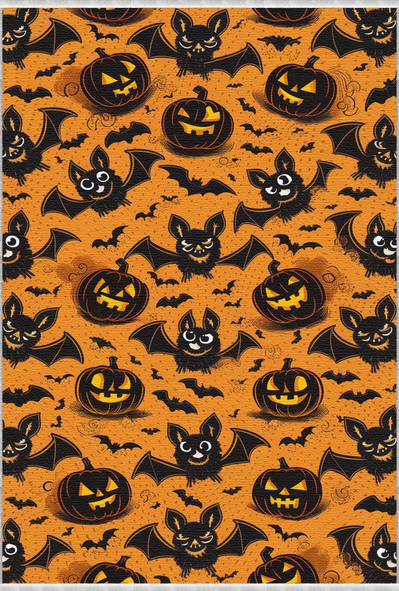 Pumpkin Bat Pattern Washable Rug