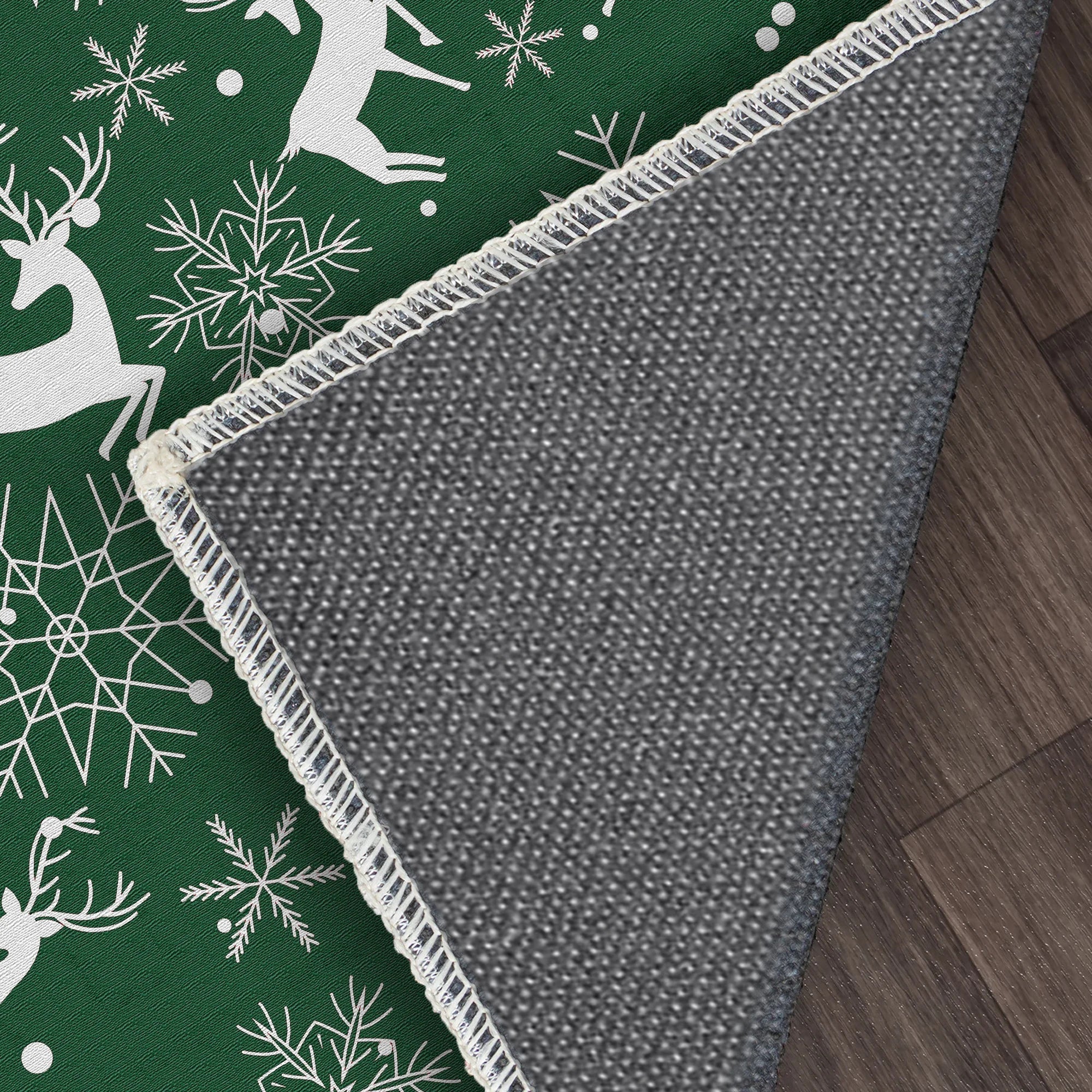 Green Snowy Deer Rug