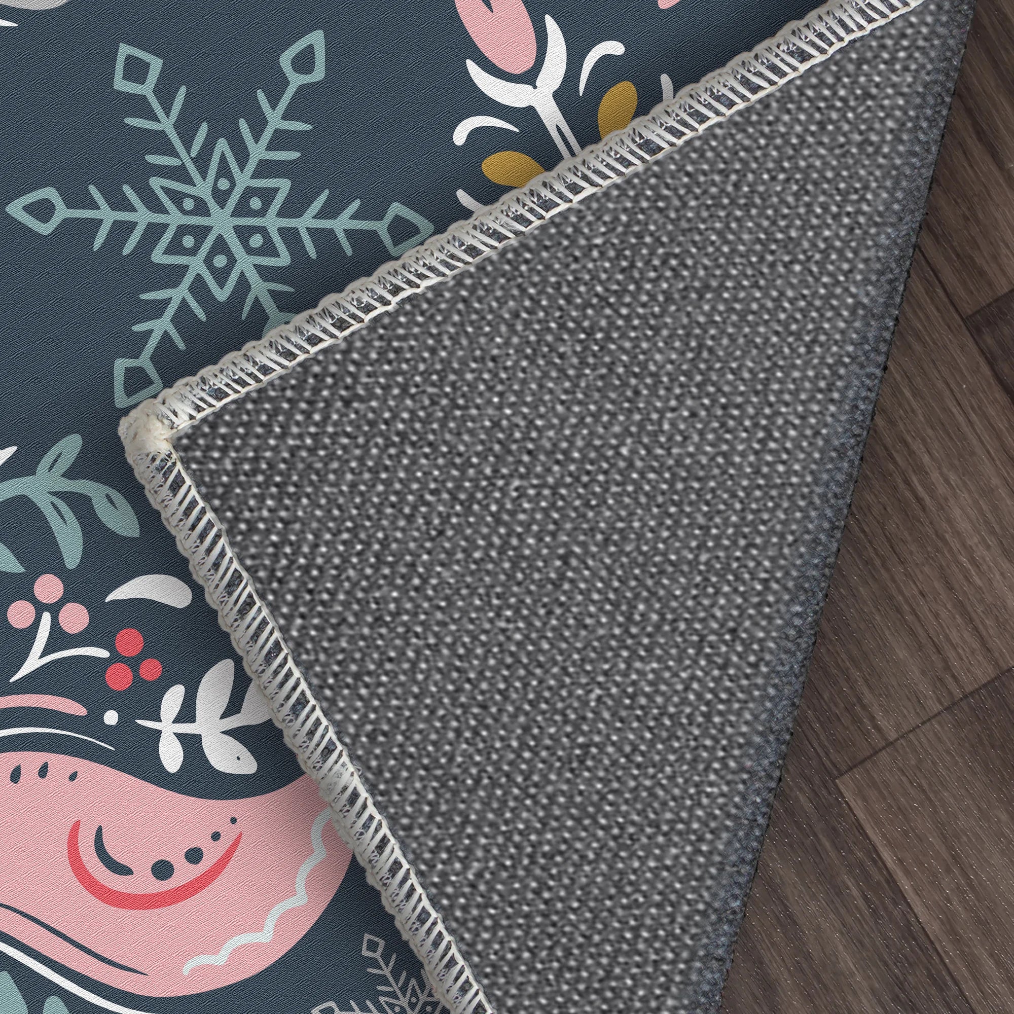 Washable Folk Art Christmas Tree Rug