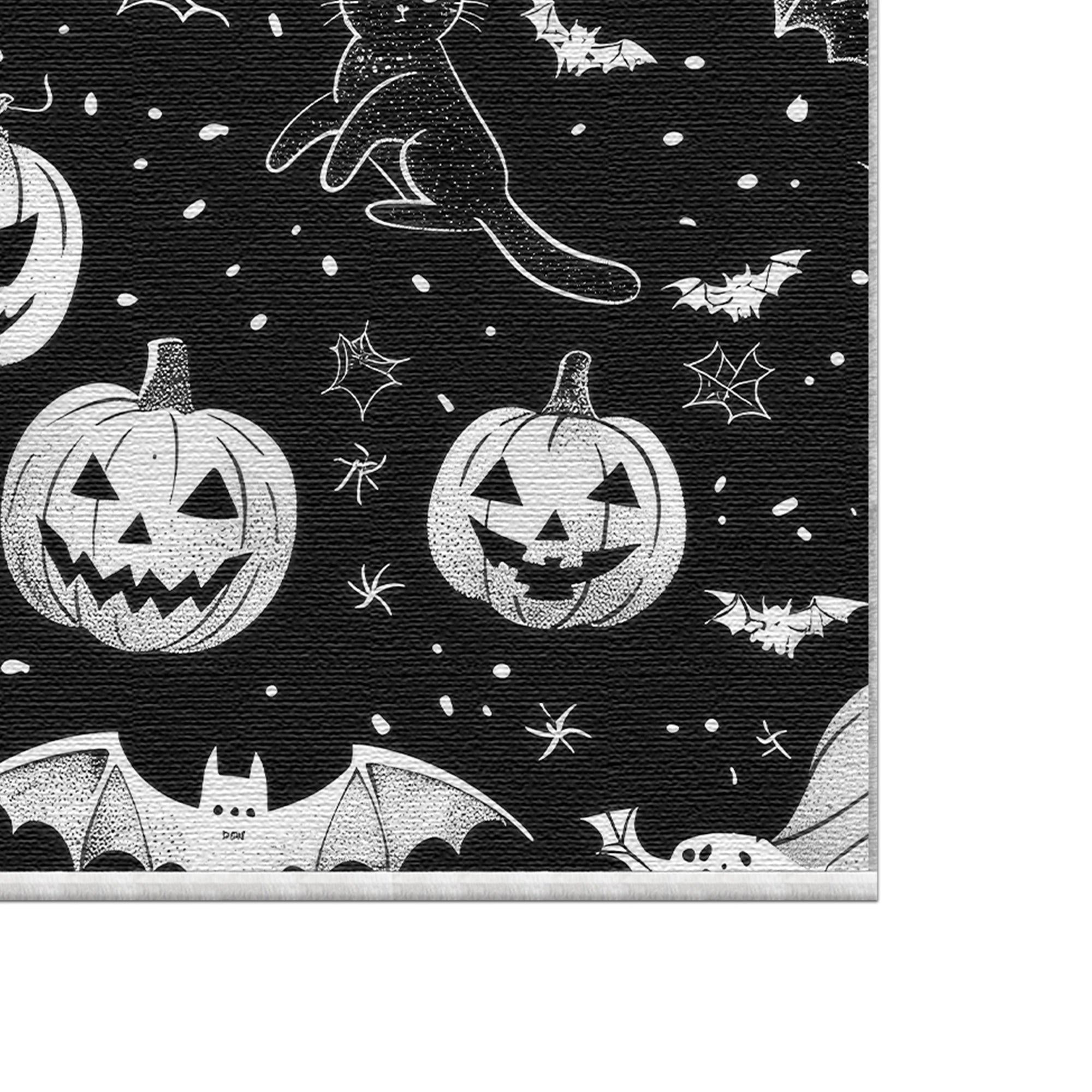 Black Cat Pumpkin Halloween Rug