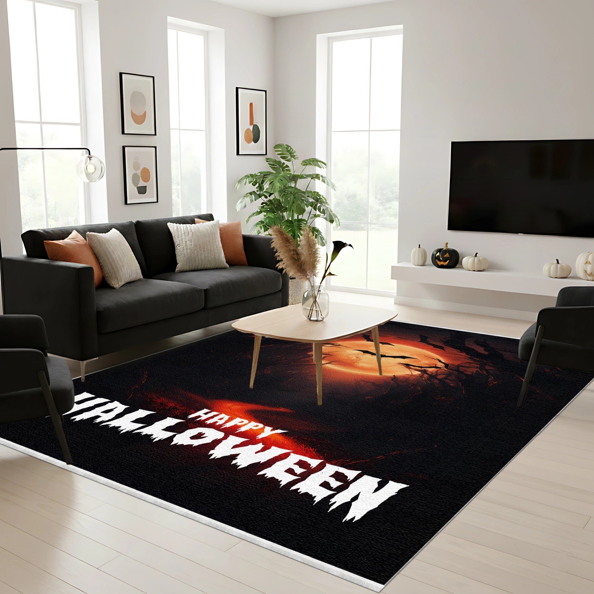 Spooky Moon Halloween Rug