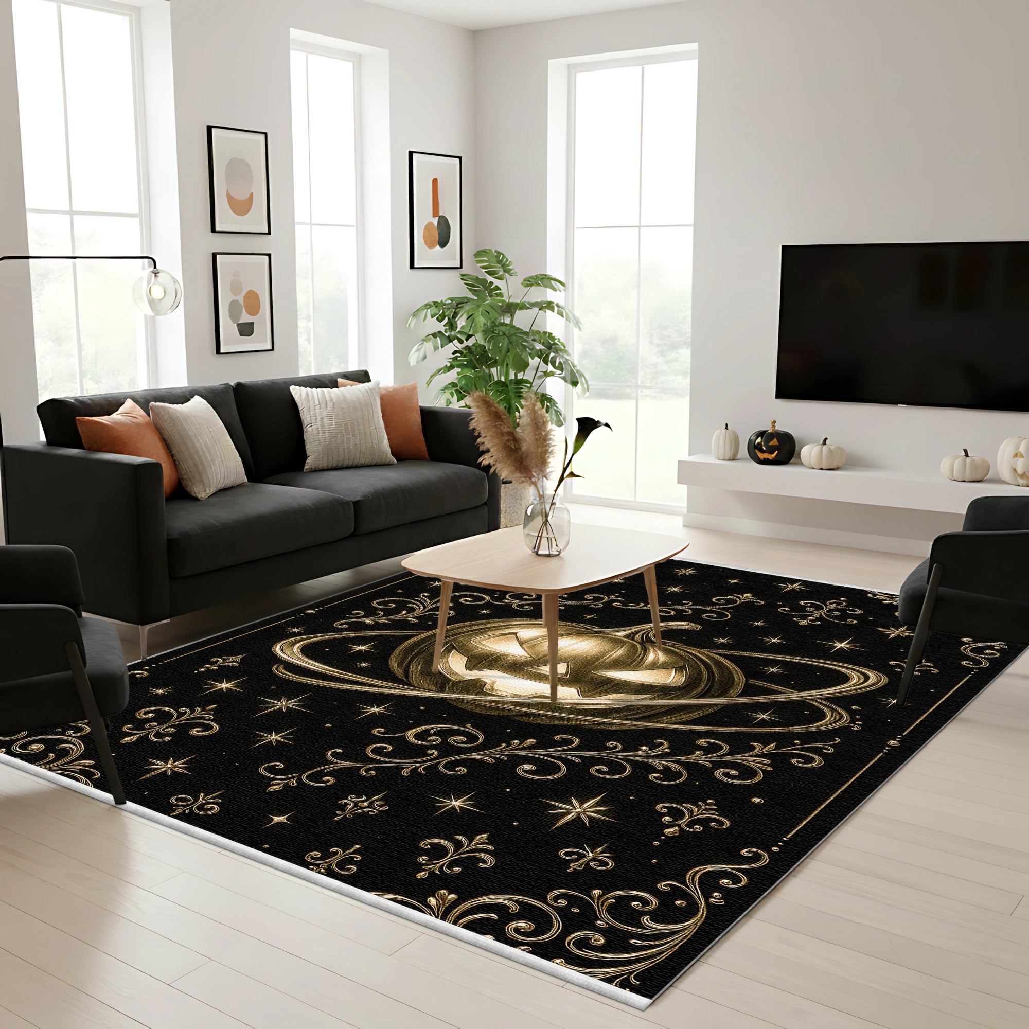 Gold Pumpkin Hallowen Rug