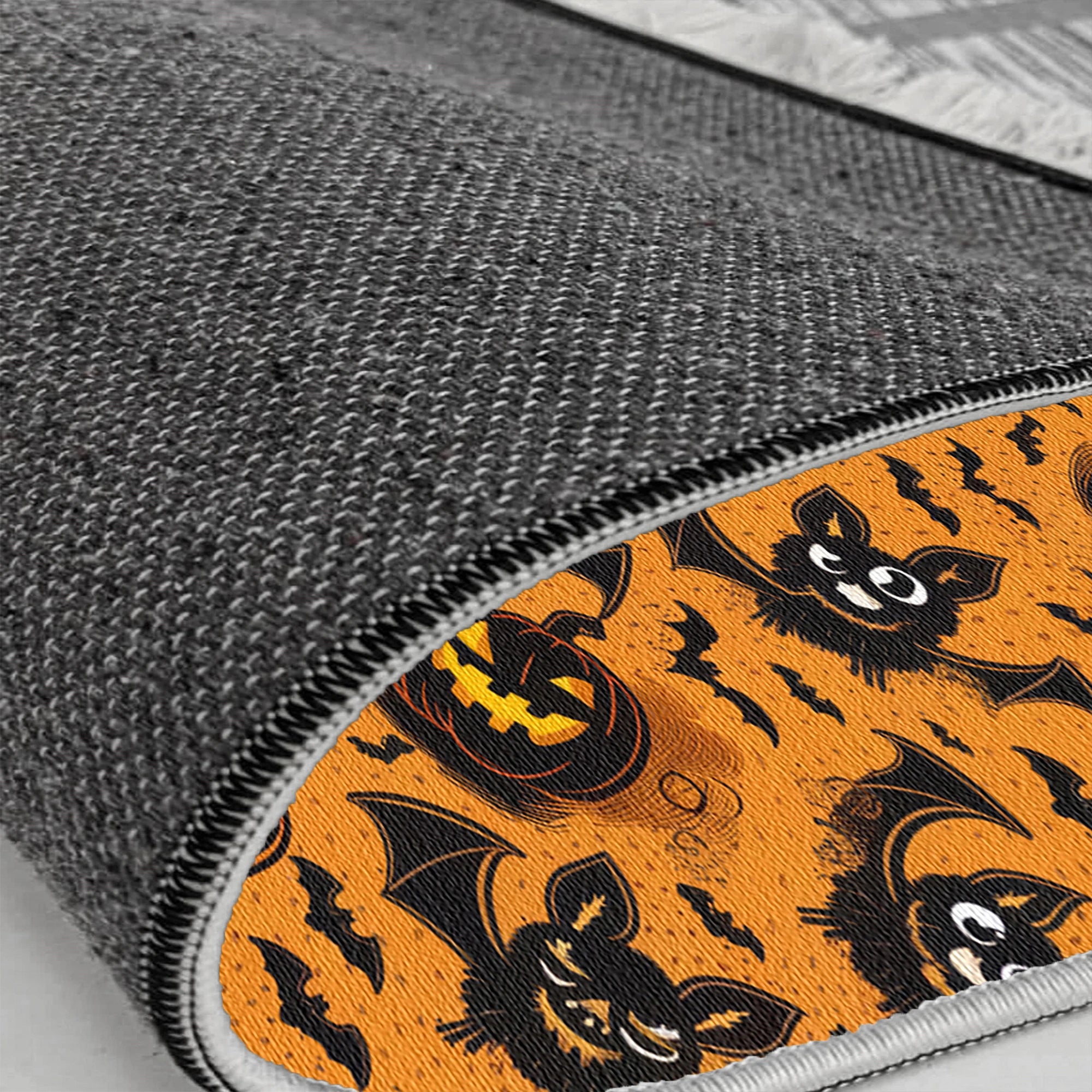 Pumpkin Bat Pattern Washable Rug