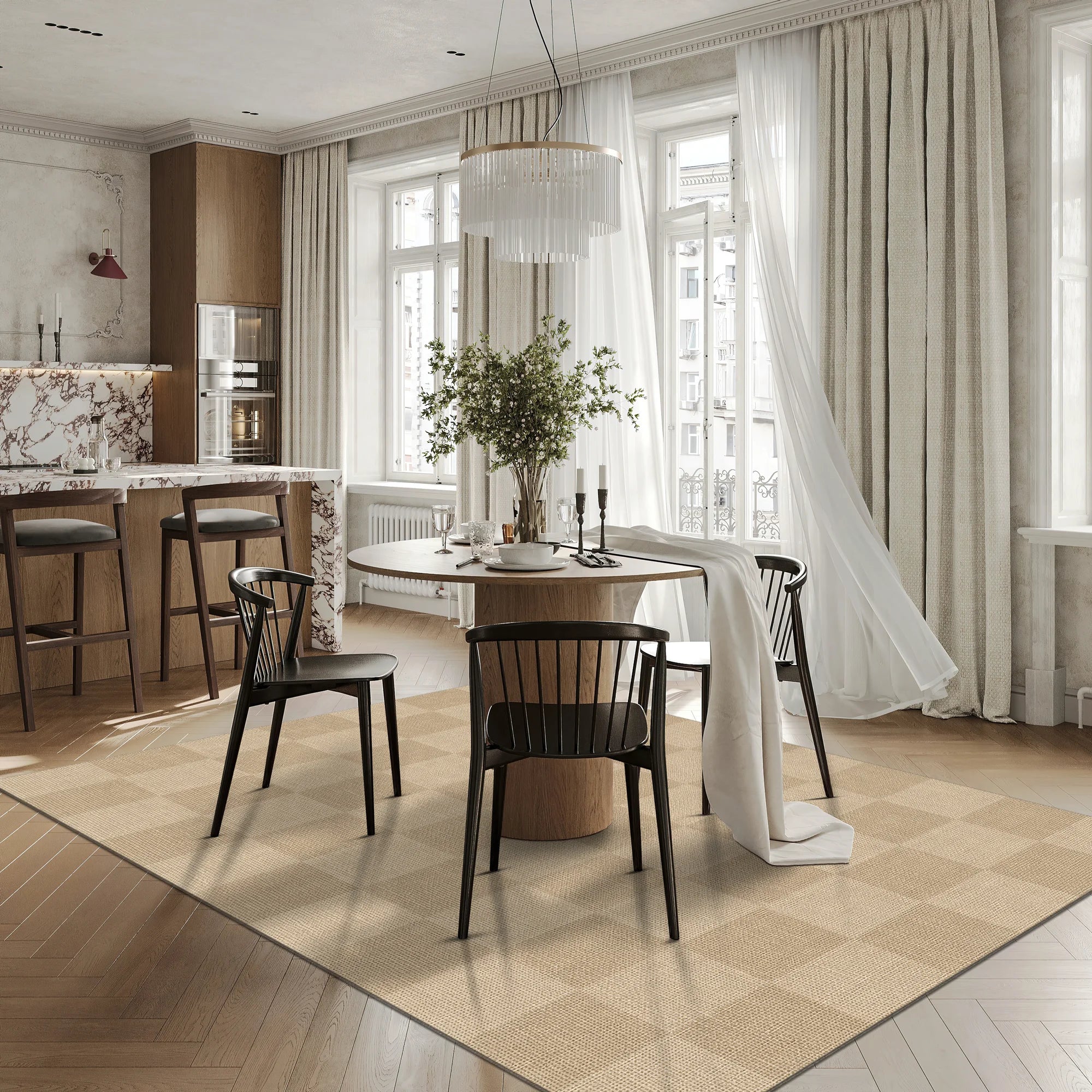 Checkered Jute-Look Modern Rug