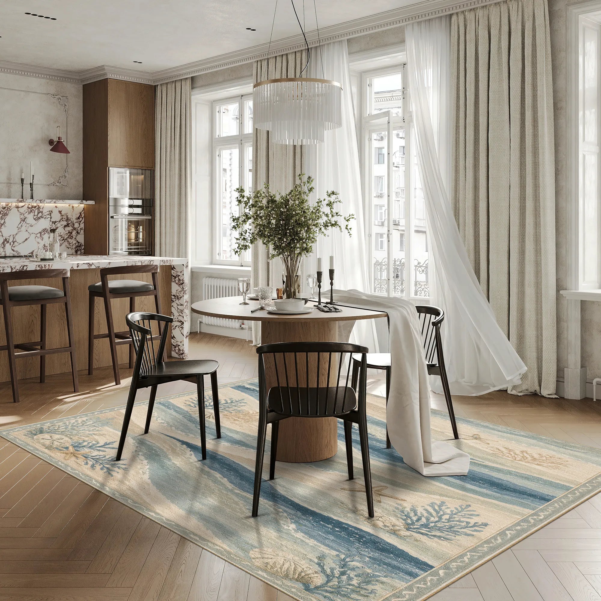 Ocean Breeze Coastal Waves Rug