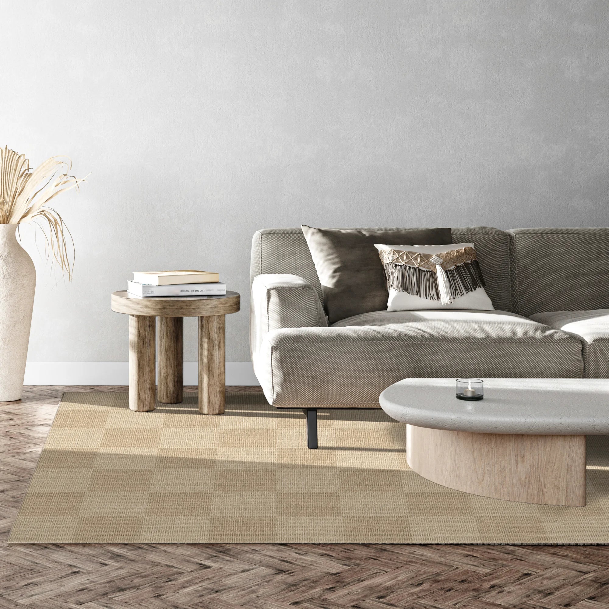 Checkered Jute-Look Modern Rug
