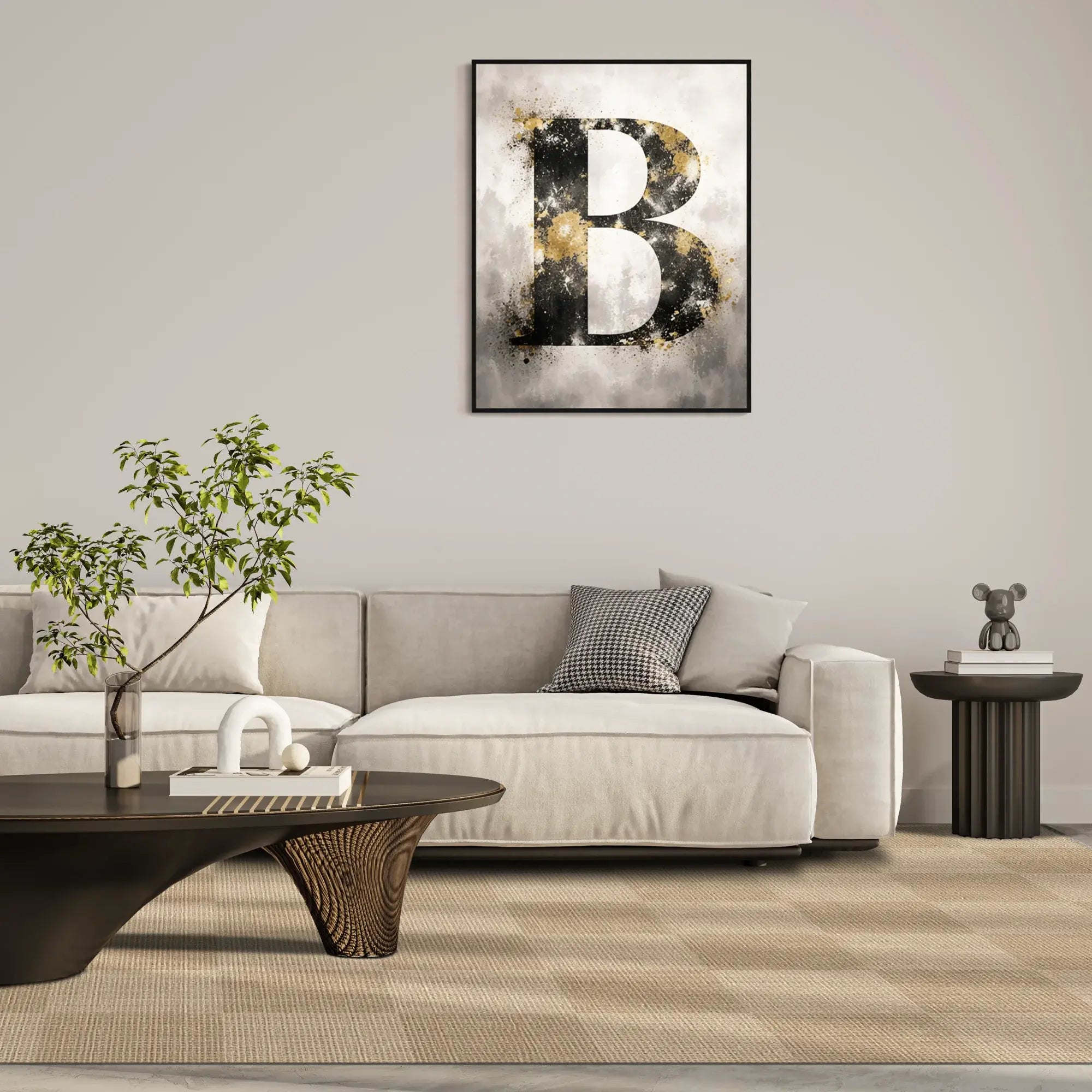 Checkered Jute-Look Modern Rug